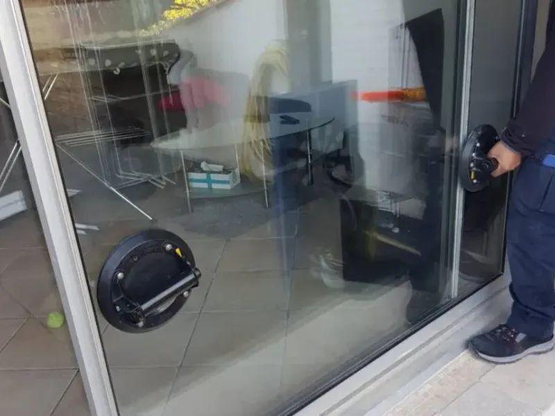 Détail de vitre et outillage professionnel dans l'atelier SOS Fenêtre Lux